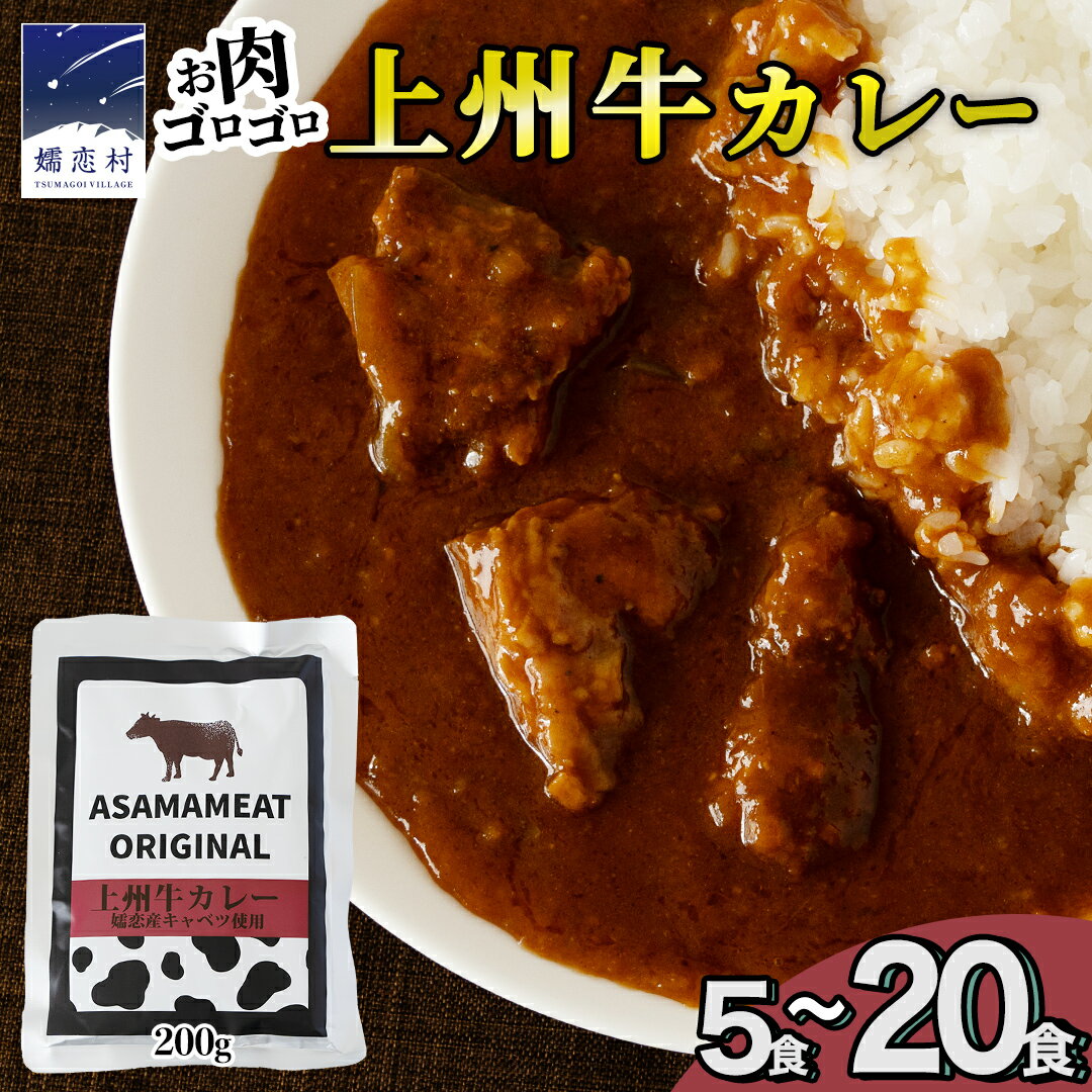 【ふるさと納税】＼選べる内容量・発送月／上州牛カレー レトルト 200g × 5パック～20パック 嬬恋キャベツ使用 レトルトカレー 食べ比べ レンチン レンジ おかず 温めるだけ 長期保存可 災害対策 ローリングストック 非常食 防災 キャンプ 詰め合わせ 牛肉 洋食 クリスマス