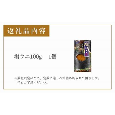 ふるさと納税 石巻市 <数量限定>三陸産塩ウニ100g 冷凍 雲丹 塩うに うに 生うに 珍味 塩漬 海鮮 魚介 おつまみ |  | 03