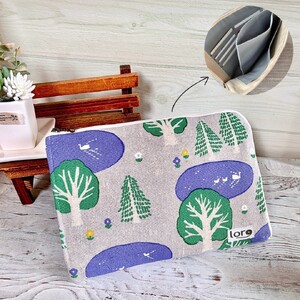 マチ付きL字マルチケース手芸キット【生地 北欧森グリーン×ブルーグレー】｜ 手芸キット 長野県 千曲市