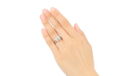 【一点もの】ダイヤモンド（1.009ct）K18PG/WGリング　R66　K05097-H