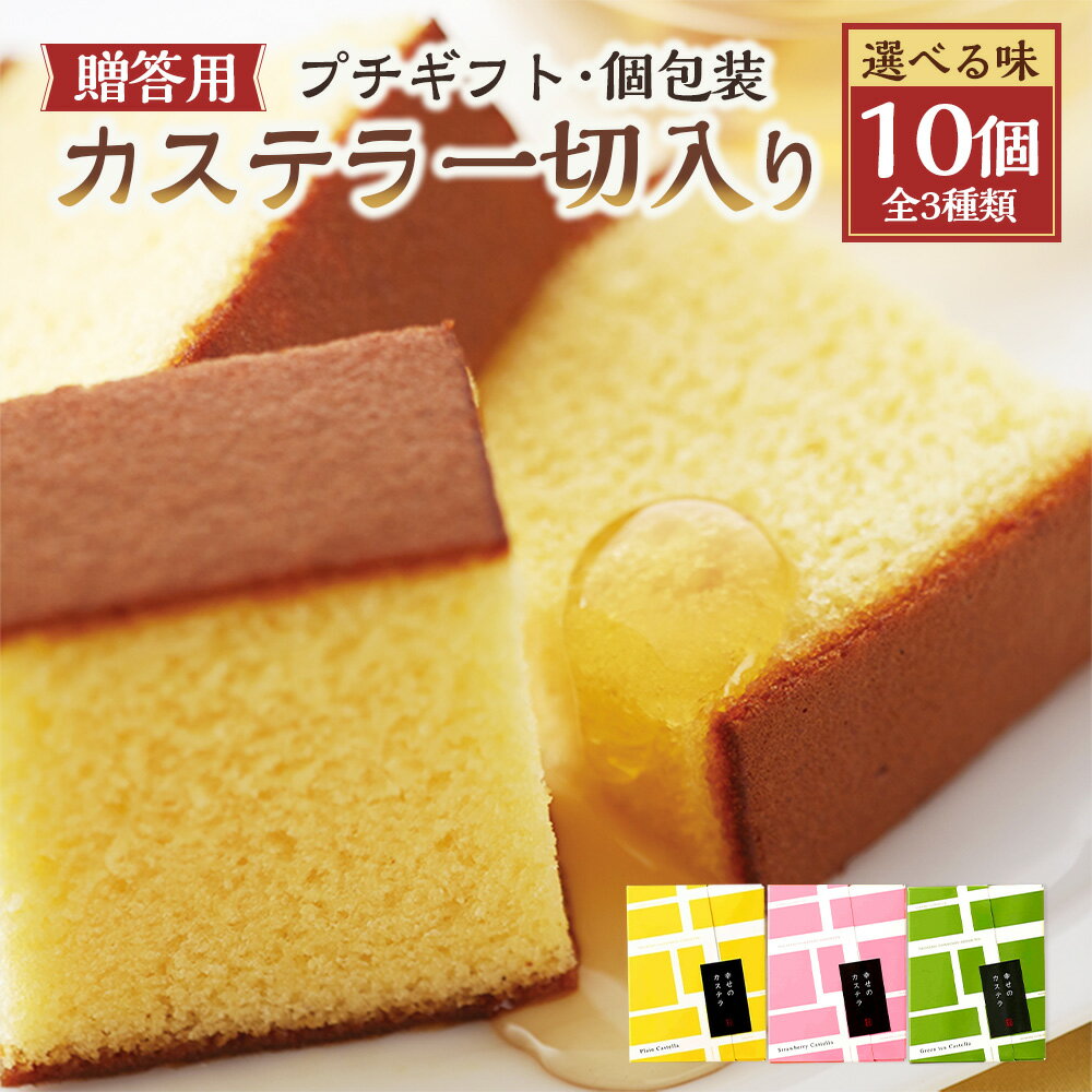【ふるさと納税】【20営業日以内発送】【選べる味】プチギフト 個包装 カステラ一切れ入り（38g）×10個入 ギフト用 贈答用 合計380g お祝い お返し お土産 お菓子 菓子 カステラ スイーツ 苺 抹茶 プレーン 長崎カステラ 長崎県 送料無料