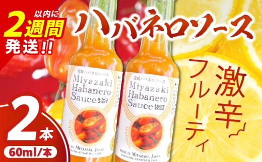 爽やか激辛食感 フルーティなハバネロソース 宮崎 ハバネロ ソース 計2本 激辛ソース 調味料 おすすめ 加工品 オリジナル ブレンド 肉料理 パスタ ピザ ギフト プレゼント 贈り物 お取り寄せ 宮崎県 日南市 送料無料_ZXV1-24