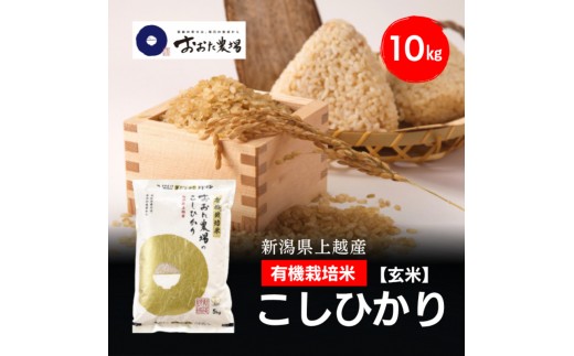 令和8年産 新潟県上越産 有機栽培米 コシヒカリ 10kg 10キロ（5kg×2）【玄米】 JAS有機栽培 こしひかり 新米 おおた農場 上越市