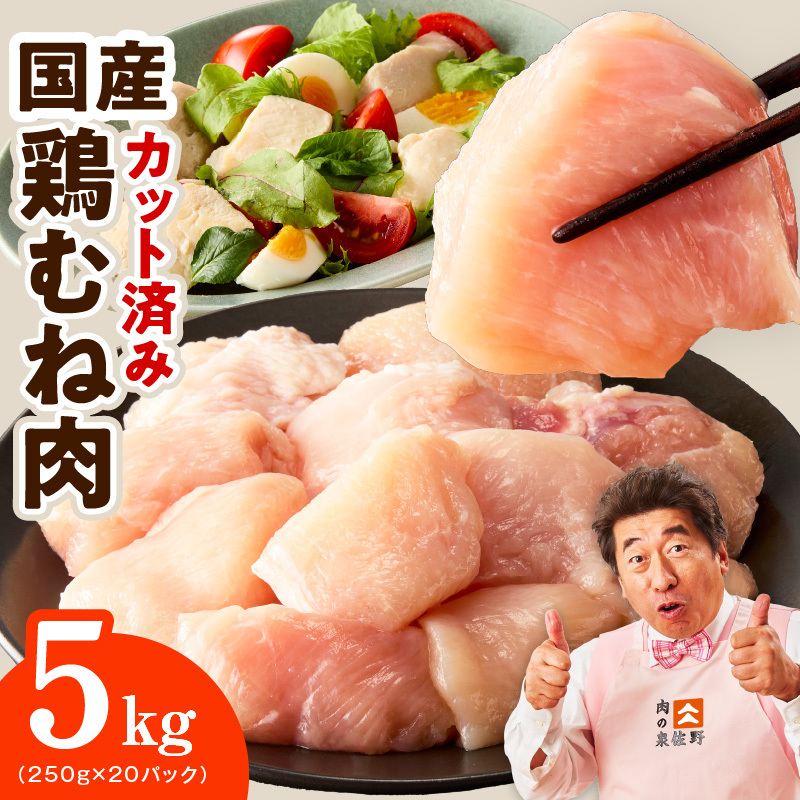 【カット済み】国産 鶏むね肉 5kg【スピード発送 氷温熟成×極味付け 小分け 250g×20P 鶏肉 とり 簡単調理 唐揚げ 親子丼 冷凍】 mrz0496