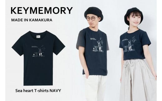 《0》【KEYMEMORY鎌倉】Sea heartイラストTシャツ NAVY