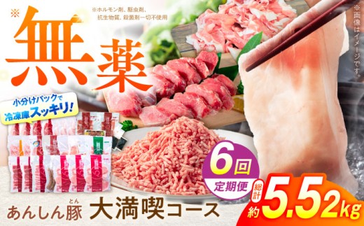 【6回定期便】 無薬育ちのあんしん豚 豚肉大満喫コース 計5.52kg 味噌漬け ソーセージ ウインナー 小間切 ロース カタ モモ しゃぶしゃぶ しゃぶしゃぶ用 豚丼 塩豚 ヒレ肉 味付き 無薬育ち 肩ロース カタロース 豚カタロース セット 定期便 テキカツ 小間切れ ミンチ 挽き肉 大容量 ブランド豚 大容量 国産 国産豚肉 白川町 / 藤井ファーム [AWAF073]