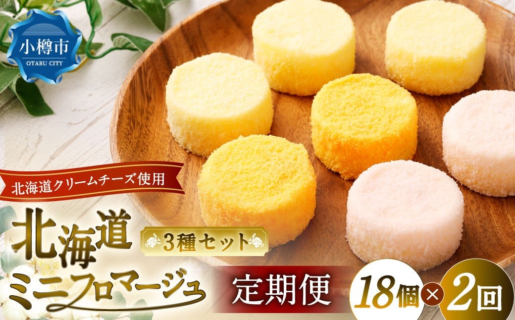 【2回定期便】 北海道ミニフロマージュ 3種 セット （プレーン ・ アップル ・ メロン） 約900g×2回 合計約1.8kg
