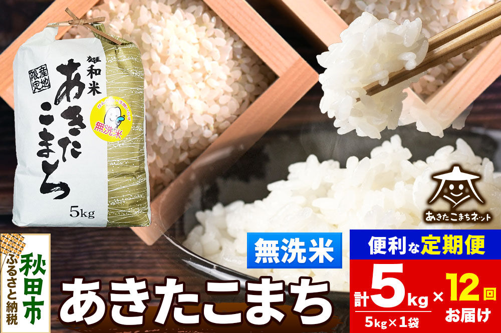 令和8年産 《定期便12ヶ月》あきたこまち 清流米 5kg【無洗米】秋田県産 [秋田県産 あきたこまち お米 精米 小分け 定期便 5kg袋]