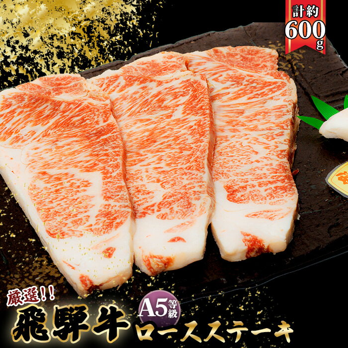 【ふるさと納税】店主こだわり雌牛 飛騨牛A5等級　ロースステーキ　計約600g [No.068] ／ 牛肉 ブランド牛 メス牛 冷凍 送料無料 岐阜県 特産