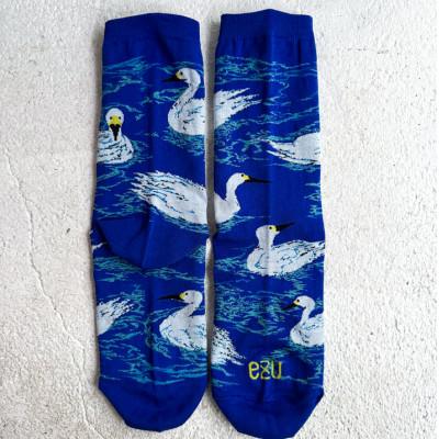 ふるさと納税 桐生市 【ezu】relax and go slowly socks　◆靴下◆おしゃれ◆ジャガード編み◆白鳥 |  | 02