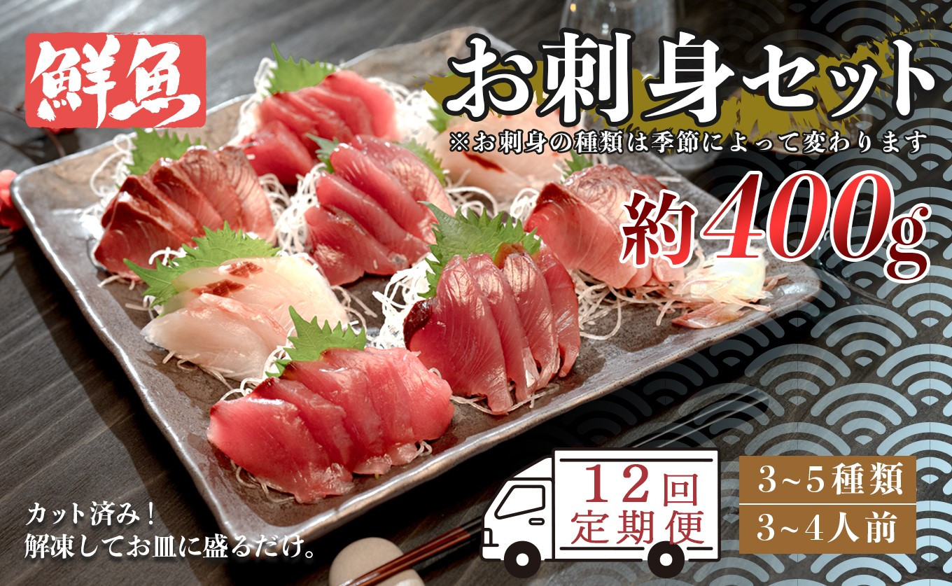 
            【12回お届け】お家で簡単！お刺身セット　約400ｇ
          