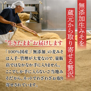 麦 みそ 味噌 300g × 2パック 甘口 無添加 生 仕込み 味噌 減塩 食物繊維 麹 非加熱 処理 樽 酵母 汁 朝 ごはん ご飯 お米 和食 みそ汁 魚 常温 国産 お取り寄せ 蔵元 直送 マ