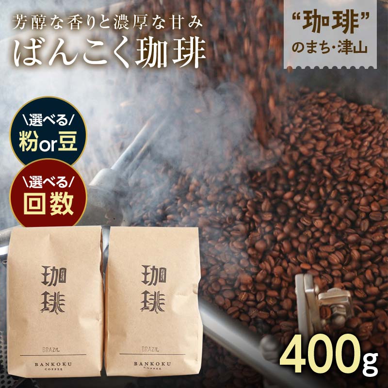 【ふるさと納税】【毎月定期便】芳醇な香りと濃厚な甘味の珈琲 計400g【粉/豆】【3/6/12回】【G4054406】