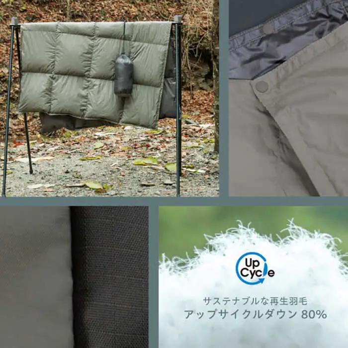 【FUGAKU】DOWNKET／HALF 140×100cm ダウンケット／ハーフ （グレー×ブラック）[JDH104] キャンプ 防寒 アウトドア 防寒