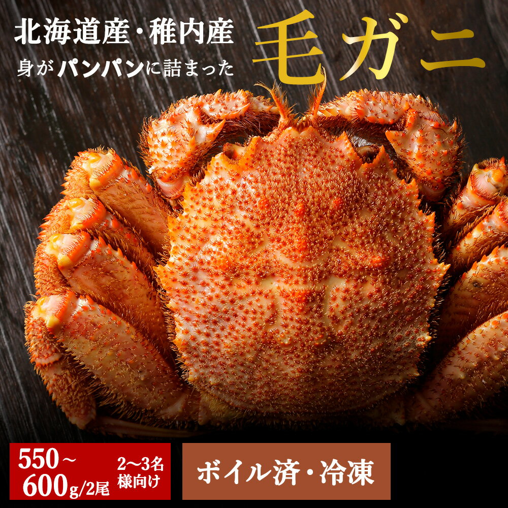 【ふるさと納税】【ボイル済み急速冷凍】身がパンパンに詰まった稚内産毛ガニ550〜600g×2尾(合計1.1キロ以上)ボイル 毛がに 毛ガニ 毛蟹 ボイル 蟹 カニ 海鮮 海産物 北海道ふるさと納税 稚内 ふるさと納税 北海道 【配送不可地域：離島】