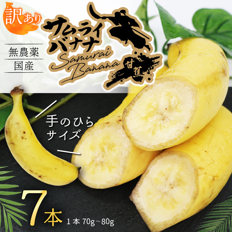 【訳あり】 高知県産 侍バナナ｜7本 無農薬・国産・農家直送 手のひらサイズ 訳あり 冷凍バナナ フルーツ 果物 フルーツ バナナ サムライ スムージー