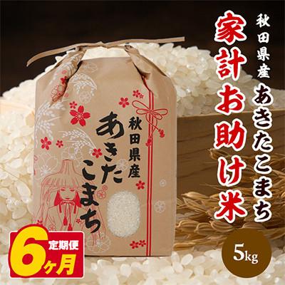 ふるさと納税 潟上市 【毎月定期便】秋田県産あきたこまち 家計お助け米(精米)5kg全6回