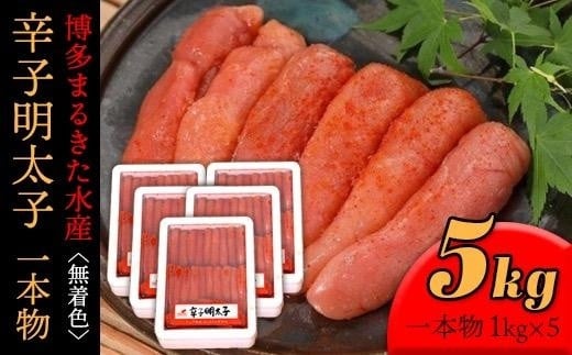 【ギフト用】まるきた水産 辛子明太子1本物5kg(1kg×5)【明太子 めんたいこ 辛子明太子 無着色 魚介類 家庭用 お取り寄せグルメ ご飯のお供 お取り寄せ お土産 九州 ご当地グルメ 福岡土産 取り寄せ グルメ 福岡県 大任町 T021】