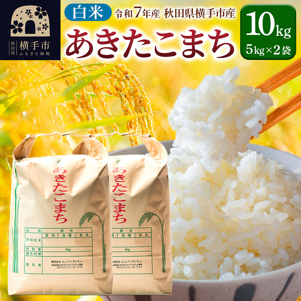 【白米】令和7年産 あきたこまち 10kg（5kg×2袋）横手市産