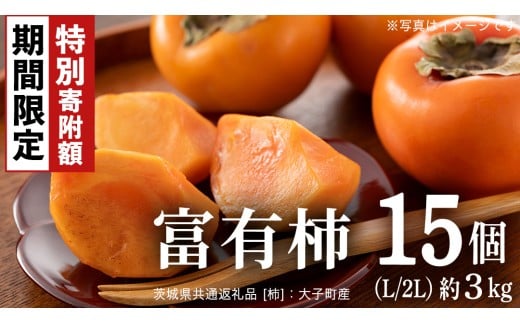 ＼ 12/31まで 期間限定 特別寄附金額！ ／ 富有柿 15個 約3kg（L、2L）【11月より発送開始】（茨城県共通返礼品 [柿]：大子町産） | 柿 かき