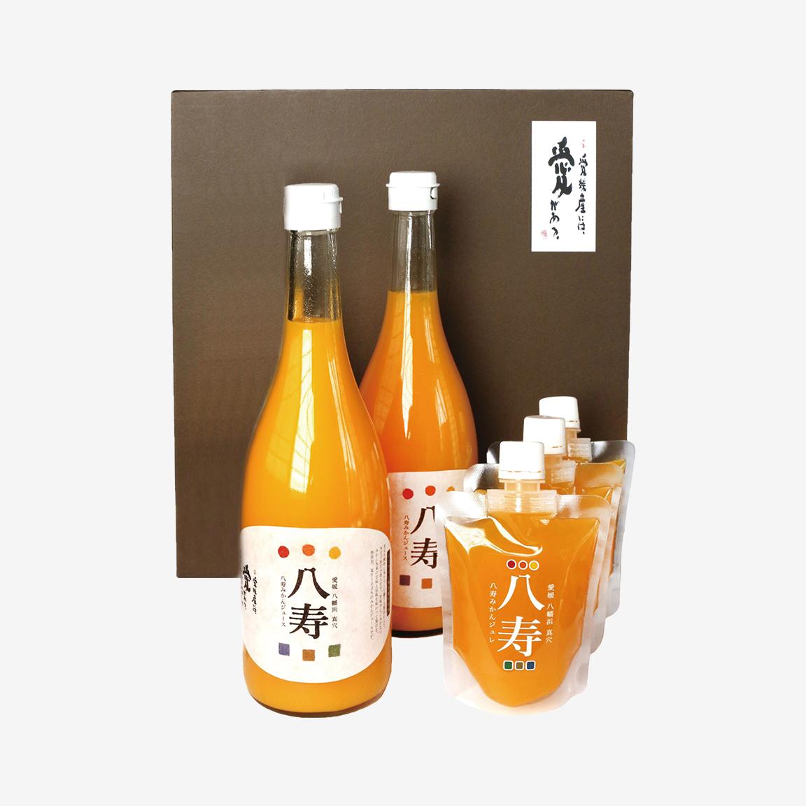 
                  八寿ギフトセット(八寿みかんジュース2本、八寿みかんジュレ3個)[化粧箱入]＜E34-1＞【1510682】 YWTBE001
                
