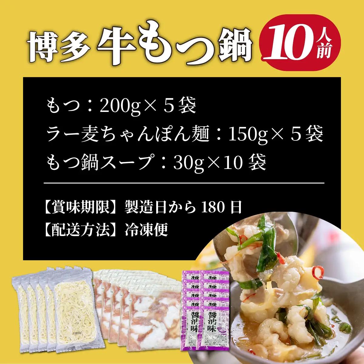  【化粧箱入り】福岡グルメ！博多牛もつ鍋セット 醤油味 10人前