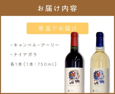 《14営業日以内に発送》キャンベル・アーリー750ml・ナイアガラ750ml 各1本 ( ワイン お酒 酒 ぶどう 赤ワイン 白ワイン セット )【138-0003】