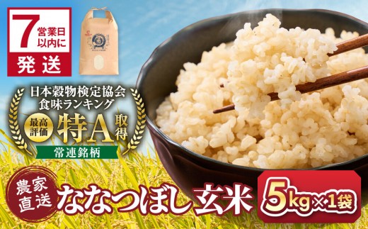 
                  ◆ふるさとチョイス限定◆【選べる配送月】 ななつぼし 玄米 5kg×1袋_05848
                