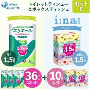 セットE 　トイレットペーパー ダブル　3パック + ティッシュ 5箱× 2パック【配送不可地域：離島・北海道・沖縄県】【1615622】