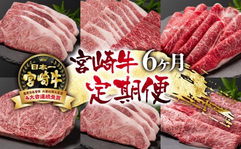 【定期便】宮崎牛6ケ月定期便 A4～A5等級 ステーキ 焼肉 すき焼き 牛肉 ブランド牛 内閣総理大臣賞4連覇＜14-1＞N