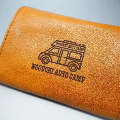 ふるさと納税 御坊市 キャンピングカーロゴがお洒落!　牛革二つ折り名刺入れ (野口オートキャンプ場協力)　ブラウン |  | 02