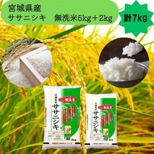 令和6年産【宮城県産】ササニシキ　無洗米5kg+2kg　計7kg【1612026】