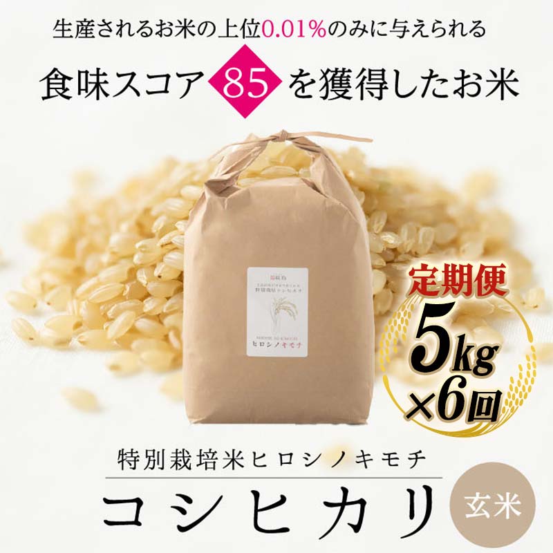 【ふるさと納税】【先行予約】【6回定期】特別栽培米 コシヒカリ ヒロシノキモチ 玄米 5kg 総計30kg 陽咲玲 米 お米 コメ ご飯 ごはん 富山県産 富山県 立山町 F6T-894