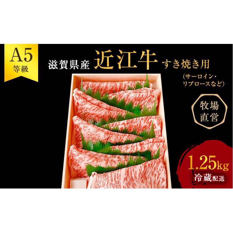 【最短1週間発送】 A5 近江牛 すき焼き肉 すき焼き 肉 牛肉 雌牛 ステーキ サーロイン リブロース等 約1.25kg 黒毛和牛 すきやき すき焼き用 お肉 牛 和牛 ブランド牛 滋賀県 豊郷町