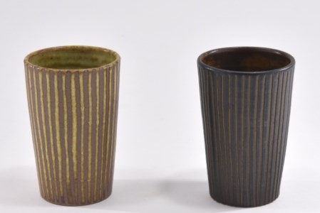 京焼「遙白釉＆新羅釉／木賊紋ビアグラス」【ピスタチオグリーン＆黒】2種セット