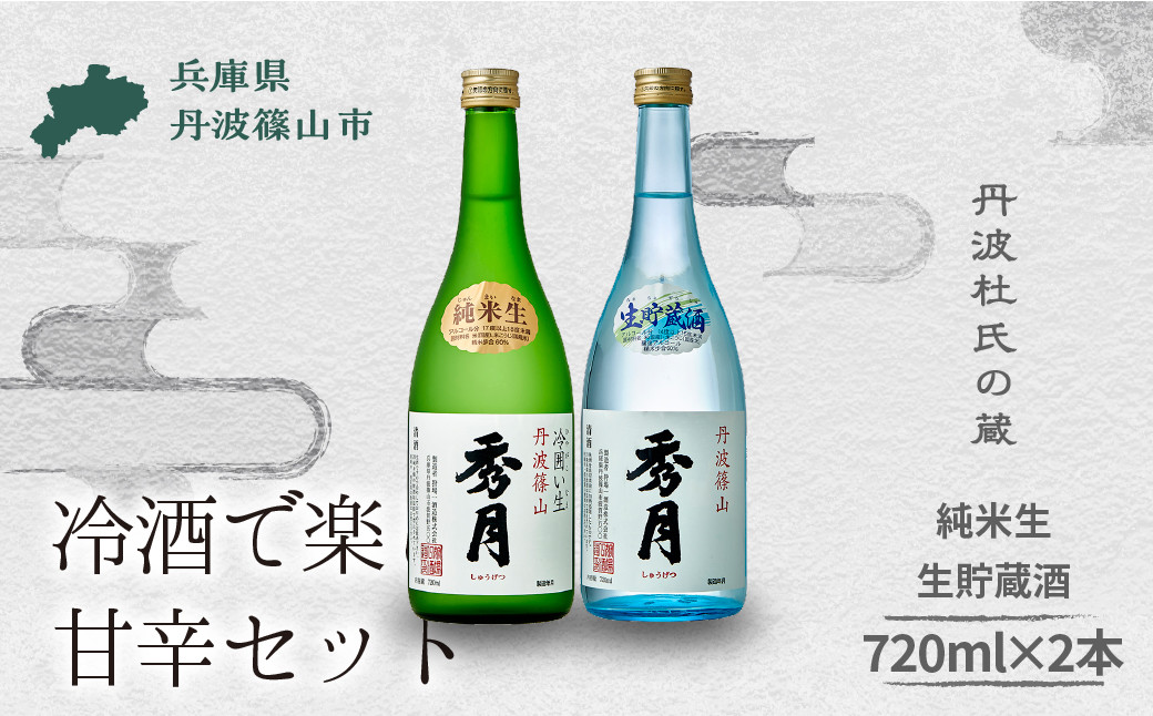 
                  「秀月」 純米生 ・ 生貯蔵酒 720ml × 2個 飲み比べ │ 兵庫県 丹波篠山市 日本三大杜氏 「伝統的酒造り」ユネスコ無形文化遺産 たんば とうじ 熱燗 冷や 地酒 丹波 杜氏 日本酒 酒 
                
