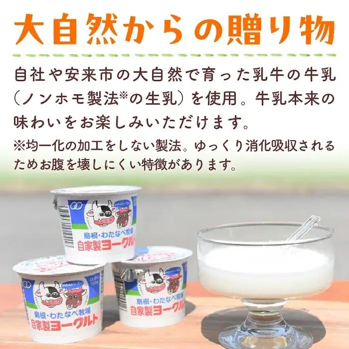 【定期便3回】わたなべ牧場のヨーグルトセット ／ 24個 ×3ヵ月 ヨーグルト 加糖 牧場 生乳 こだわり 甘み 搾りたて 安心 自然派 化学合成物質不使用 定期便 島根県 安来市