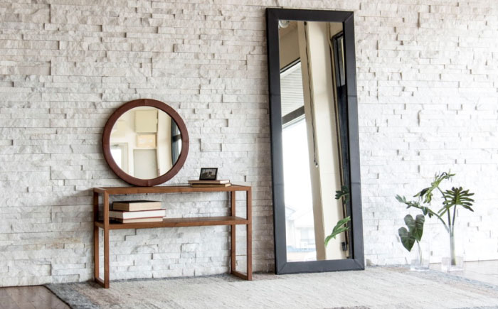 鏡  MS113（ブラック）NOSミラー スクエアL ナチュラルレザー製 鏡 姿見 レザー 革 ファニチャー 家具 人気 おすすめ 広島県福山市/株式会社心石工芸 [BABV010]