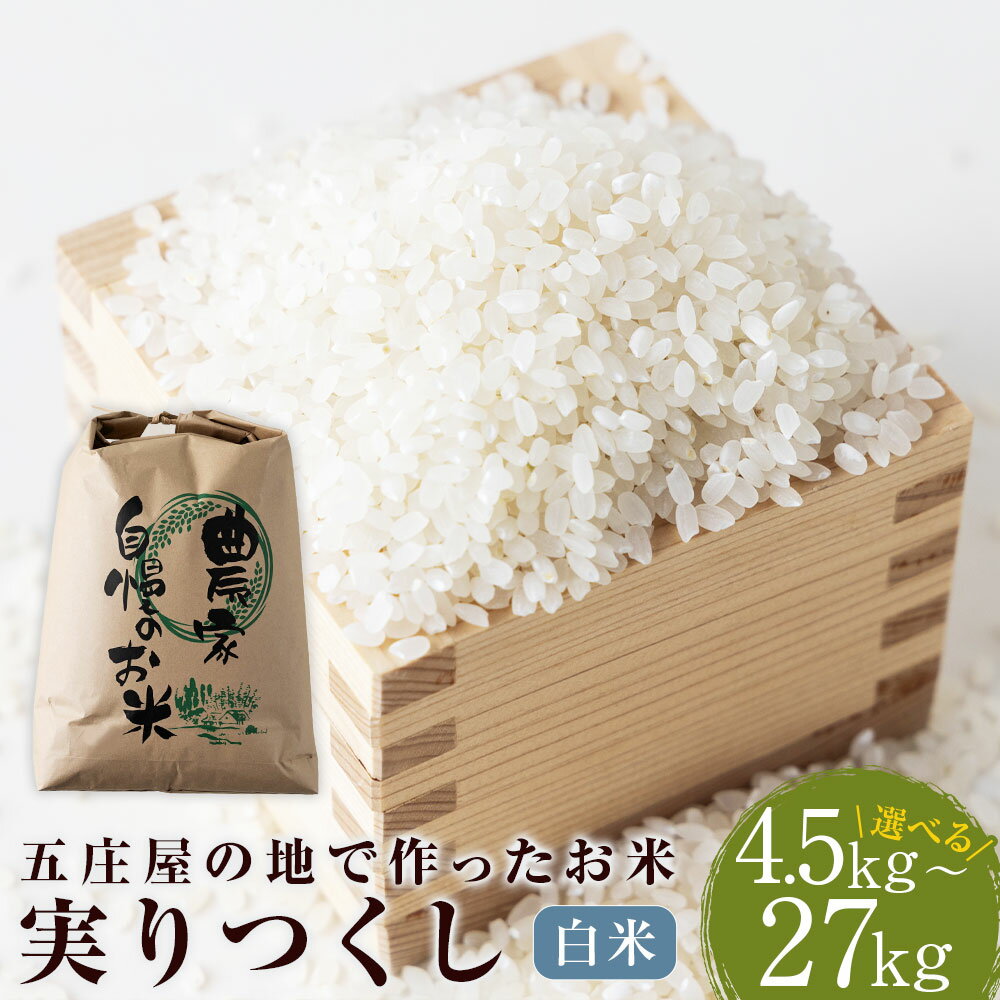 【ふるさと納税】＜選べる内容量＞五庄屋の地で作ったお米 実りつくし 白米 4.5kg / 9kg / 27kg お米 こめ コメ 精米 単一原料米 ごはん ご飯 福岡県産 国産 福岡県 うきは市 送料無料 【2026年1月下旬発送開始】