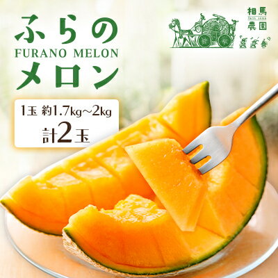 【ふるさと納税】ふらのメロン 2玉(1玉約1.7kg～2kg)赤肉メロン農家直送フルーツ 北海道富良野産〈相馬農園〉【1503173】