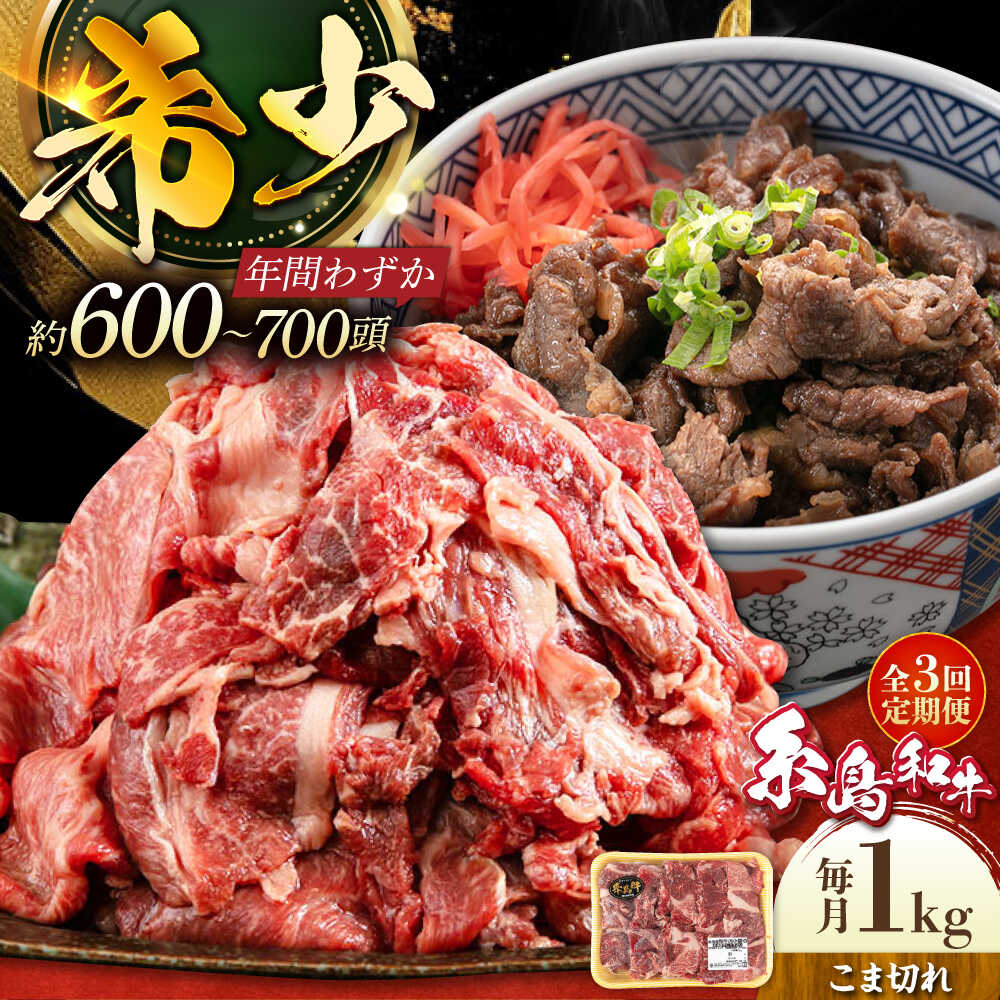 【ふるさと納税】【全3回定期便】月限定10個の希少和牛！糸島和牛こまぎれ1kg 糸島 / トラヤミートセンター [AJD011] 49000円 4万9千円