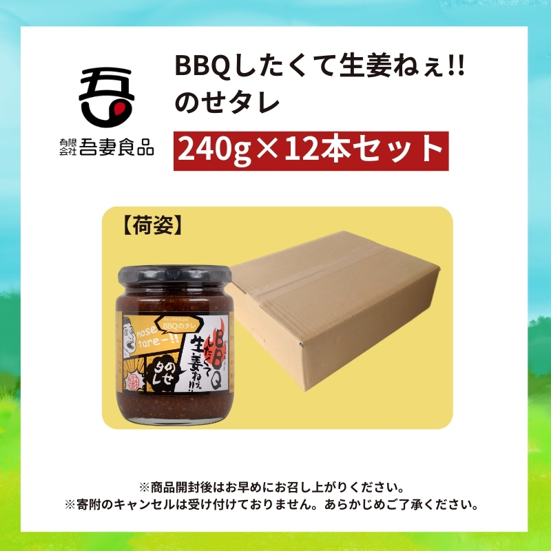 BBQしたくて生姜ねぇ!!のせタレ12本セット 【しょうが 国産 醤油漬け バーベキュー 焼肉 たれ ごはんのお供 お弁当 調味料 おつまみ 肴 薬味 隠し味 猪苗代町 福島県】_イメージ4