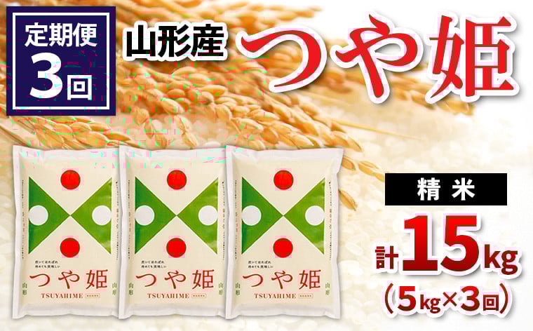 
            【定期便3回】山形県産 つや姫 精米 5kg×3回(計15kg) FZ24-531
          