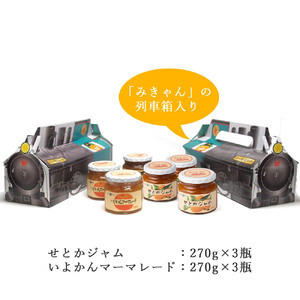 愛媛県産フルーツジャム（せとか・伊予柑）2種食べ比べセット（270g×6瓶） みきゃんの列車箱入り ギフトにも最適 愛媛果汁食品