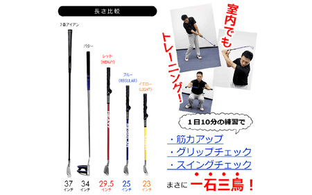 【右打ち用】(ブルー/REGULAR　モデルグリップ付)LAROUGE （ラルージュ）オンプレーンマスター練習器 - 重さとグリップを選べる素振り用アイアン