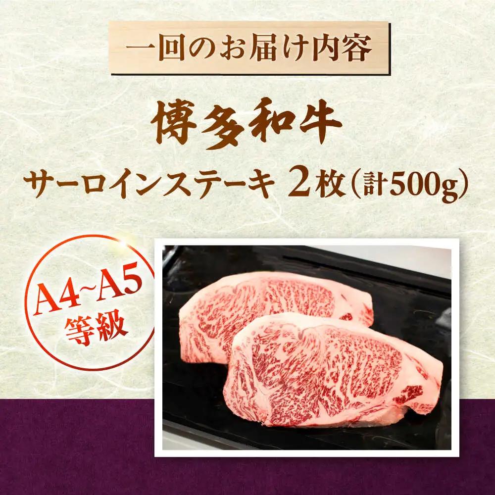 【全6回定期便】【A5-A4等級】博多和牛 サーロイン ステーキ 2枚（計500g）桂川町/株式会社チクゼンヤ [ADBZ019] ステーキ用 和牛 国産 