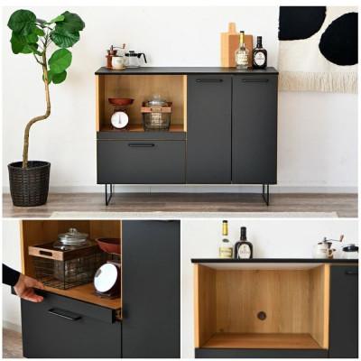 ふるさと納税 大川市 サイドボード 木製 幅120cm メラミン ブラック |  | 02