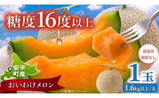 【2027年先行予約】おいわけメロン 1.6kg以上×1玉【配送指定なし】赤肉メロン 糖度16度以上 北海道安平町産 ギフト お中元 ※着日指定不可