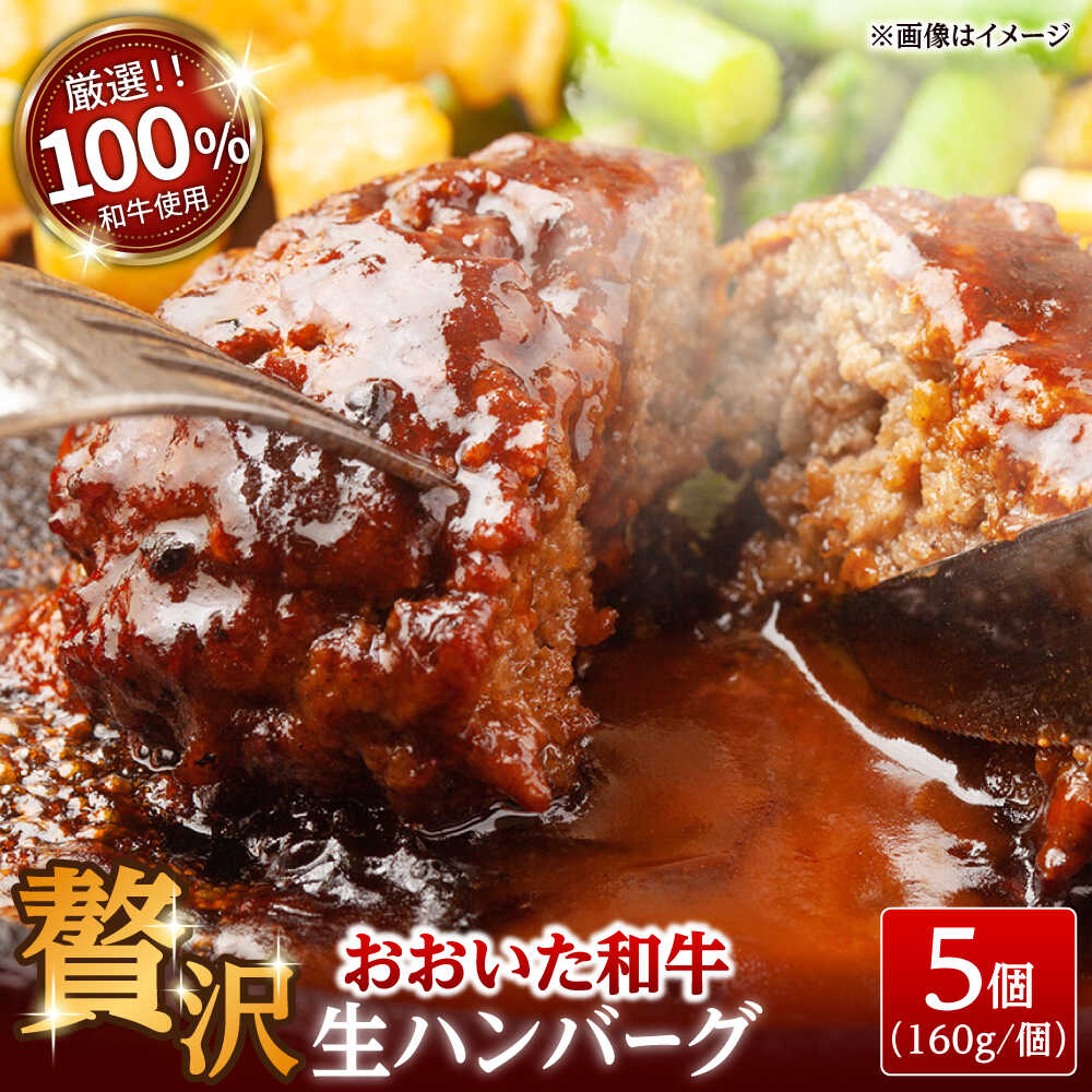 【ふるさと納税】厳選「おおいた和牛」100%使用贅沢な生ハンバーグ(160g×5個)　日田市 / (株)吉野(デリカミート吉野) おおいた和牛 ハンバーグ 牛肉[ARFE003]