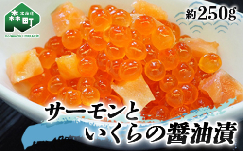 サーモンといくらの醤油漬 約250g（250g×1パック） ＜ワイエスフーズ＞ いくら醤油漬け 海鮮丼 サケ さけ 鮭 いくら イクラ しょうゆ漬け 海産物 セット 森町 ふるさと納税 北海道 mr1-0594